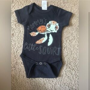 Navy Blue Baby Onesie with Turtle Design